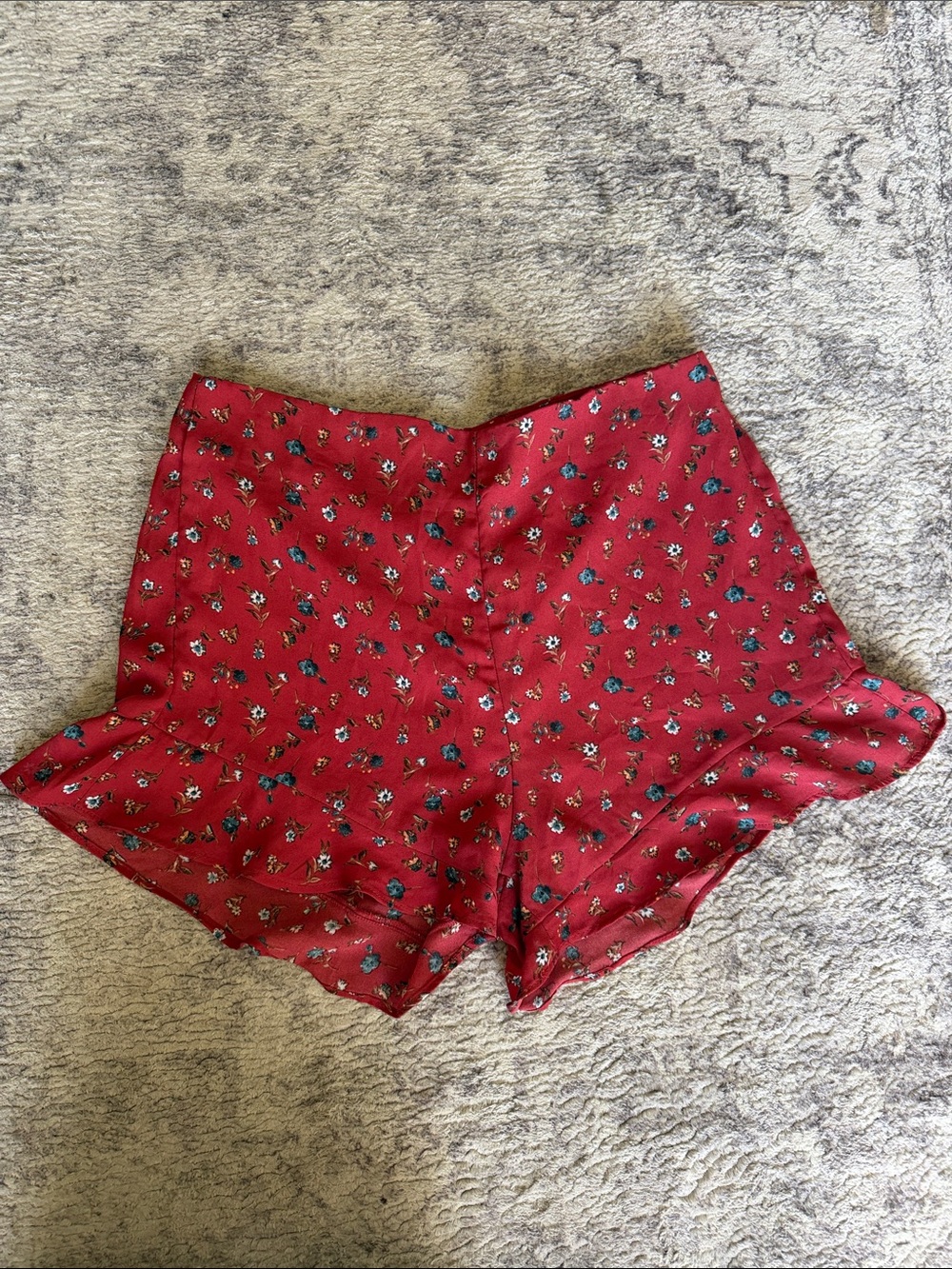 She + Sky Red Floral High-Waist Women’s Shorts